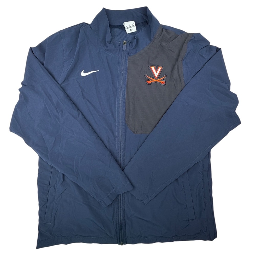 Nike Virginia Cavaliers Men's XL Full Zip Woven Jacket Navy UVA NCAA Side Vents